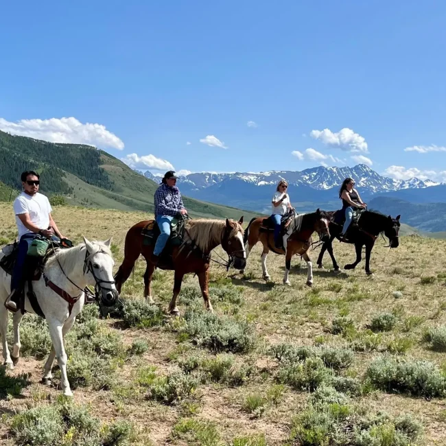 corporate group on a trail ride in colorado