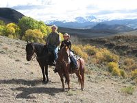 A serene moment captured as a horseback rider contemplates a Colorado mountain vista, highlighting the joy of relaxed riding